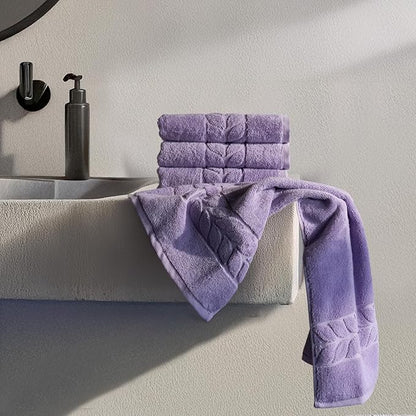 BAGNO MILANO Organic Turkish Cotton Bath Towels, Luxury Jacquard Collection, Certified Organic Highly Absorbent, Soft-Plush Towel Set (Lilac, 6 Pcs Towel Set)