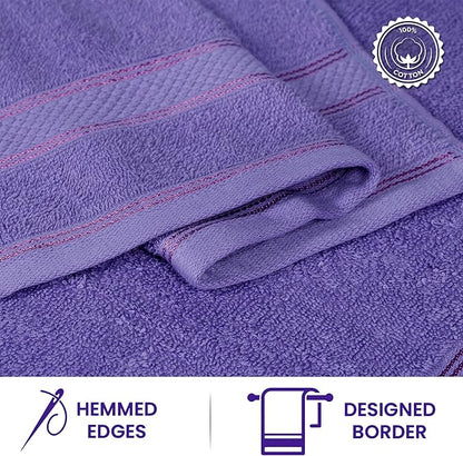 Casa Lino Face Towels & Body Wash Cloths for Showering - 100% Cotton Wash Cloths for Bathroom - Highly Absorbent & Quick Drying Washcloth Set - Cotton Washcloths 24 Pack (12" x 12") - (Purple)
