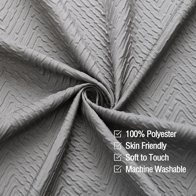 Gibelle Ombre Grey Shower Curtain, 3D Embossed Textured Herringbone Fabric Shower Curtain, Modern Farmhouse Bathroom Decor Soft Cloth Shower Curtain Set with Hooks, 72x72