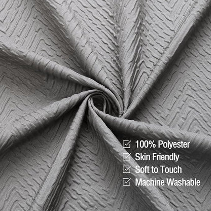 Gibelle Ombre Grey Shower Curtain, 3D Embossed Textured Herringbone Fabric Shower Curtain, Modern Farmhouse Bathroom Decor Soft Cloth Shower Curtain Set with Hooks, 72x72