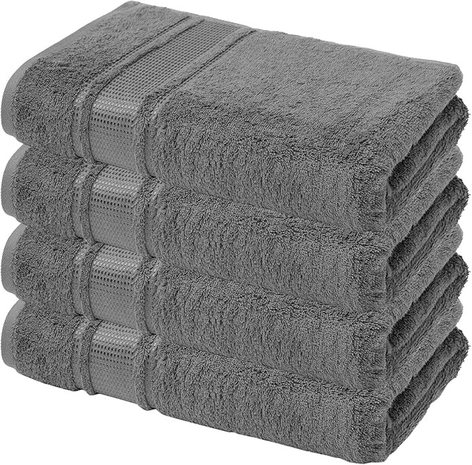 Melissa Linen, Fingertip Towels 4 Pack, 100% Turkish Cotton, Small Hand Towels for Body and Face, 12 x 18 in, Soft and Absorbent, Quick Dry, (Dark Grey Fingertip Hand Towels)