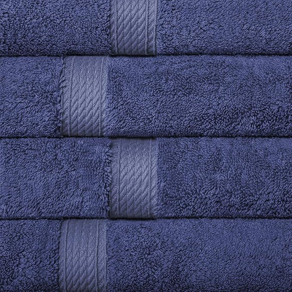 BLUENILEMILLS BNM Egyptian Cotton 4-Piece Towel Set, Includes 4 Hand Towels, Attached Loop for Easy Hanging and Storage, Hotel Quality, Perfect for Bathroom, Gym, Shower Space, or Spa, Navy Blue