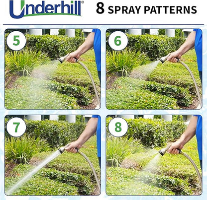 Underhill Pattern Master Gold Series Garden Water Hose Nozzle Sprayer Head, 3/4-Inch Thread Inlet, Jet Attachment 8 Spray Patterns, NG200-8S