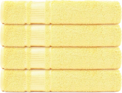 Melissa Linen, Fingertip Towels 4 Pack, 100% Turkish Cotton, Small Hand Towels for Body and Face, 12 x 18 in, Super Soft, Absorb Water, Quick Dry, (Light Yellow Fingertip Towels)