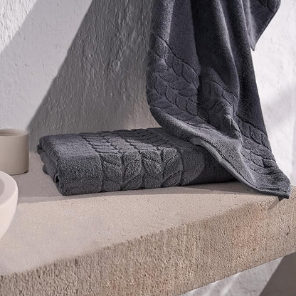 BAGNO MILANO Organic Turkish Cotton Bath Towels, Luxury Jacquard Collection, Certified Organic Highly Absorbent, Soft-Plush Towel Set (Charcoal, Bathsheet)