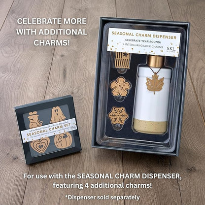 SKL Home Seasonal Charm Set, 4 Metal Holiday Attachments for Seasonal Soap/Lotion Dispenser, Warm Gold