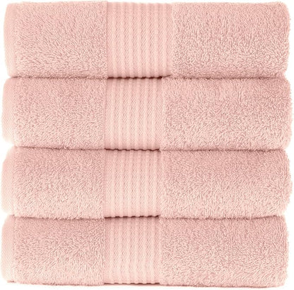 MAURA Basics Hand Towels for Bathroom with Hanging Hook Loops. Soft, Durable, Long Lasting and Absorbent Hand Towel Sets for Bathroom, American Standard Size 16"x28", Pink