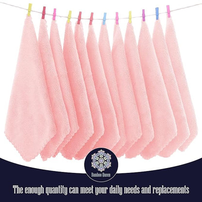 32 Pack Baby Washcloths - Luxury Coral Fleece - Extra Absorbent and Soft Wash Clothes for Newborns, Infants and Toddlers - Suitable for Sensitive Skin and New Born - Baby Shower - Pink, 10x10 Inch