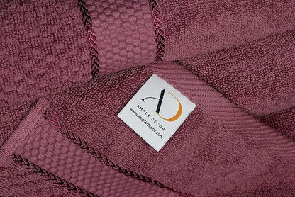 Ample Decor Grape Purple Wash Cloth Set of 5 100% Cotton - Quick Dry, Highly Absorbent, Popcorn Textured - Mulaayam Collection - 12 X 12 Inch