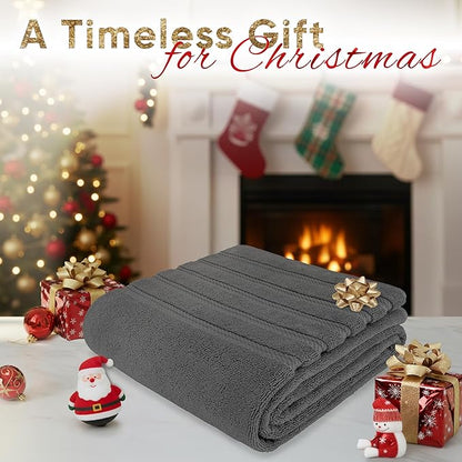 American Soft Linen 35x70 Jumbo Large Bath Towels, 600 GSM 100% Cotton Turkish Bath Sheet, Oversized Luxury Bath Towels for Bathroom Beach and Pool, Dark Gray