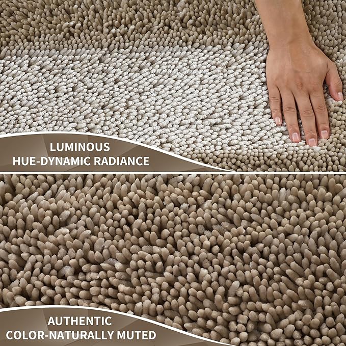 Yimobra Large Bathroom Rug Non Slip 36x24 Inch, Extra Thick Soft Absorbent Chenille Bath Mat, Machine Washable Quick Dry Bath Rugs for Bathroom Floor, Tub and Shower, Home Decor Accessories, Camel