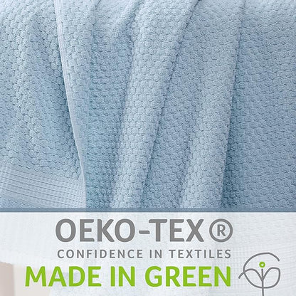 NY Loft 100% Cotton Bath Towel 4 Pack | Super Soft & Absorbent Quick-Dry Bath Towels 30" x 52" |Textured and Durable Cotton | Trinity Collection (4 Pack Bath Towel, Chambray Blue)