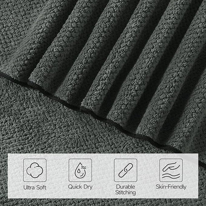 REDKISS Premium Towel Set of 8 - Ultra Soft Microfiber, Contains 2 Large Bath 35x70, 2 Hand 14x30, 4 Washcloths 14x14, Highly Absorbent, Quick Dry, Ideal for Everyday use, Hotel & Spa, Gray