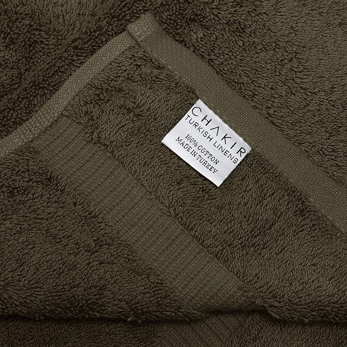 Chakir Turkish Linens 100% Cotton Premium Turkish Towels for Bathroom, 2 Large Bath Towels, 2 Hand Towels, 2 Washcloths (6-Piece Towel Set, Cocoa)