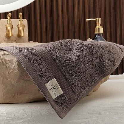 SOFE H&L | Olea Luxury Turkish Cotton Hand Towels Set of 4 Dark Gray | Premium, Soft, Durable, Absorbent | Hotel Quality Plush Towels and Thick Towel Sets