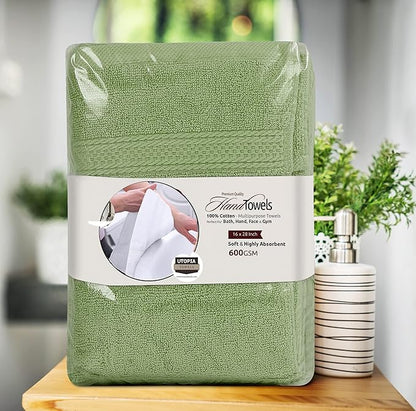 Utopia Towels 6 Pack Premium Hand Towels Set, 16 by 28 inches, 100% Ring Spun Cotton, Ultra Soft and Highly Absorbent 600GSM Towels for Bathroom, Gym, Shower, Hotel, and Spa, Sage Green