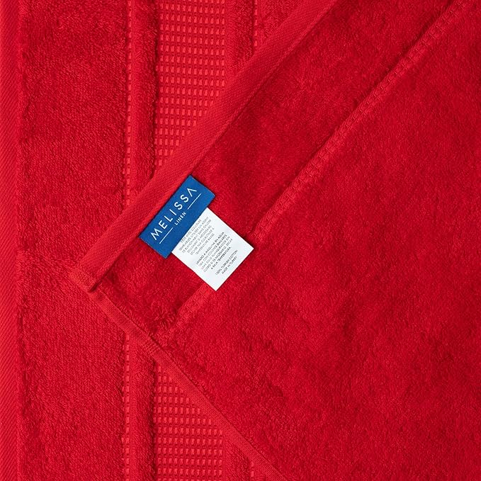 Melissa Linen, Fingertip Towels 4 Pack, 100% Turkish Cotton, Small Hand Towels for Body and Face, 12 x 18 in, Soft and Absorbent, Quick Dry, (Red Fingertip Hand Towels)