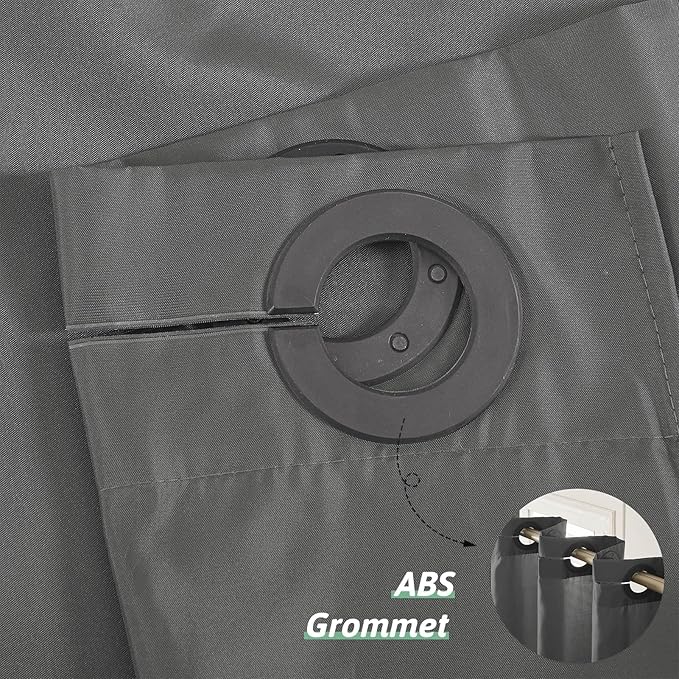 Furlinic No Hook Stall Shower Curtain or Liner,48" Wide Small Narrow Polyester Fabric Bathroom Curtains with 6 Split Plastic Grommets,Waterproof & Machine Washable,Dark Grey,48x72 Inch