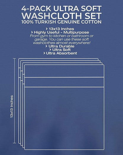 American Veteran Towel, 100% Cotton Turkish Washcloths for Bathroom Essentials 4 Pack, Soft Absorbent Wash Cloths Quick Drying Small Towels Washrags, Beige