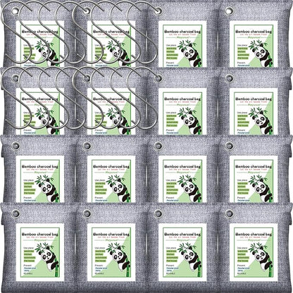 Activated Charcoal Odor Absorber for Strong Odor, Basement, Cars, Closets, Shoes, Smoke. 16 Pack Bamboo Charcoal Air Purifying Bags Deodorizer Odor Eliminator for Home