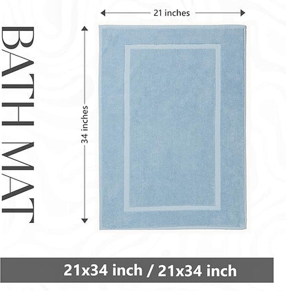 HILLFAIR-900 GSM-100% Ringspun Cotton Floor Towels mat- Hotel-Spa Tub-Shower Bathroom Floor mat Towels- 21 x 34 Inch- Terry Cotton Bath Mat, Machine Washable, Absorbent-2 Peice Towel Set- Ocean Blue