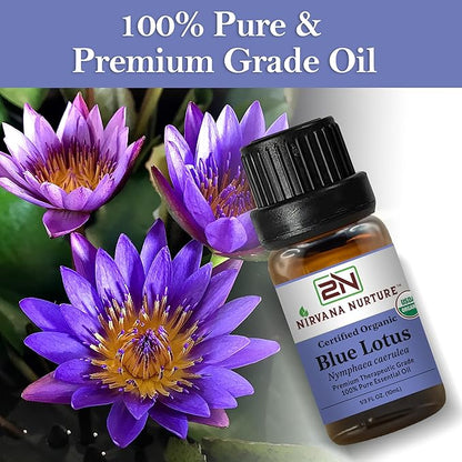 Blue Lotus Essential Oil USDA Certified Organic, 100% Pure Natural Premium Grade, Undiluted