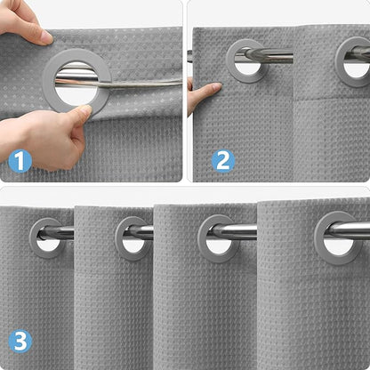 No Hook Waffle Weave Shower Curtain with Snap-in Fabric Liner,256GSM Heavy Duty Fabric Shower Curtain Set,Dark Grey Waterproof Washable Luxury Shower Curtain for Bathroom Stall(72x75 Inch)