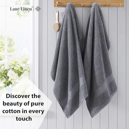LANE LINEN Jumbo Size Bath Sheets 2 Piece, 35 by 66 Inch - 100% Ring Spun Cotton, Highly Absorbent & Quick Drying Extra Bath Large Towel Set - Oversized Bath Towels- Ideal for Hotel, Guest - Cool Grey