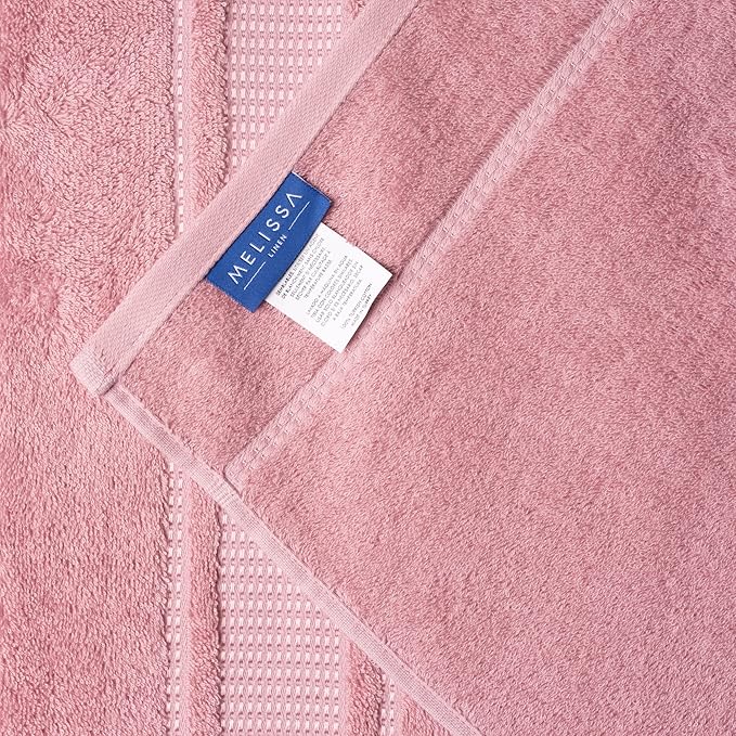 Melissa Linen, 2 Piece Bath Towel Set, Turkish Cotton Bath Towels for Bathroom, Absorbent, Quick Dry, Durable and Soft Shower Towel, 28 in x 55 in, Spa and Hotel Quality, (Pink Bath Towels)