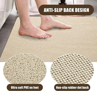 HOMBYS 58 x 44 Extra Large Shower Mat for Shower Stall Tub, Non Slip Bath Mat Bathroom Accessories, PVC Loofah Mats for Shower and Bathroom, Quick Drying, (Khaki, 58"x44")