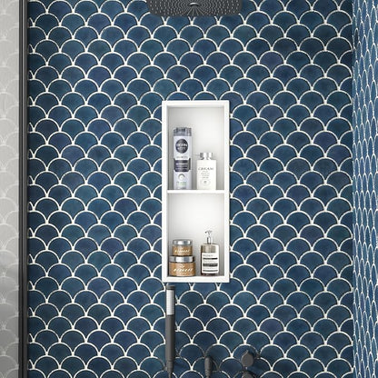 Stainless Steel Shower Niche 8"×24" White Double Shelves No Tiled Needed Niche Shower for Wall Recessed Shower Shelf for Bathroom Storage