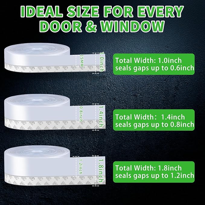 Door Weather Stripping Seal Strip, Door Draft Stopper for Door Frame, Window, Shower Door Bottom Seal, Strong Adhesive Silicone Weather Stripping for Weatherproofing and Noise Reduction, Black