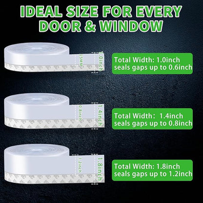 Weather Stripping Door Seal – Door Seal Strip for Door Frame Side, Window, Shower Door Bottom Seal, Strong Adhesive Silicone Draft Stopper for Weatherproofing and Noise Reduction, 1.4in Black