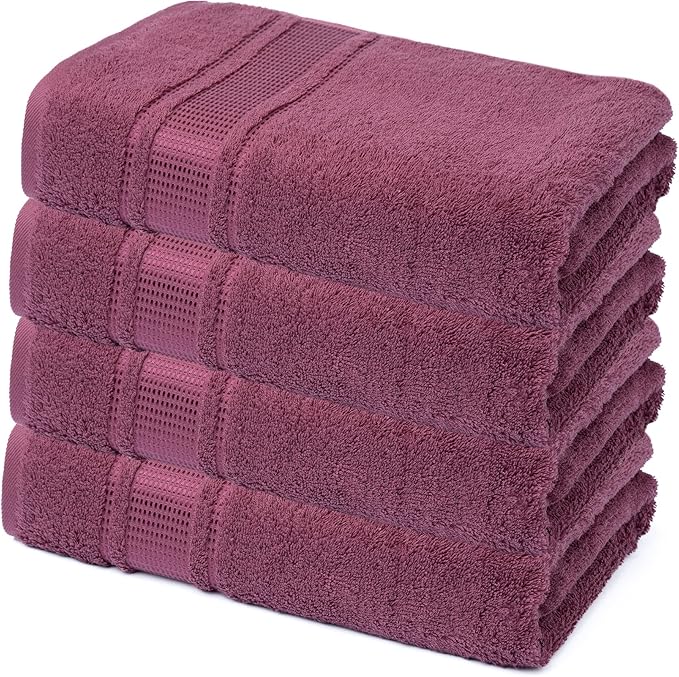 Melissa Linen, Fingertip Towels 4 Pack, 100% Turkish Cotton, Small Hand Towels for Body and Face, 12 x 18 in, Soft and Absorbent, Quick Dry, (Dark Reddish-Purple Fingertip Towels)