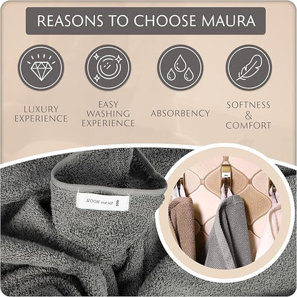 MAURA Basics Performance Bath Towels 100% Turkish Cotton with Hook Loops. Extra Large Luxury Absorbent Plush Towel Sets for Bathroom, Daily Use American Standard Size 27”x54”, Space Gray