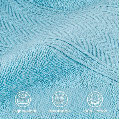 HILLFAIR 600 GSM- 40 x 80 Inches- 100% Cotton 2 Pc XXL Oversized Bath Towel Set- Soft Highly Absorbent Jumbo Bath Sheets Towels Sets- Quick Dry Oversized Bath Towel Sets For Hotel Spa Pool- OCEAN BLUE