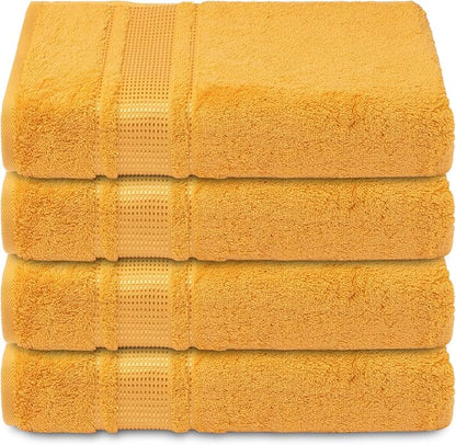 Melissa Linen, Fingertip Towels 4 Pack, 100% Turkish Cotton, Small Hand Towels for Body and Face, 12 x 18 in, Soft and Absorbent, Quick Dry, (Yellow Fingertip Towels)