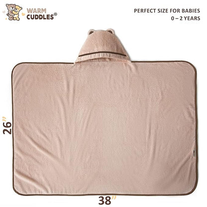 Premium Baby Bath Towel - Rayon Made from Bamboo Hooded Baby Towels - Newborn Baby Towel with Hood - Large Hooded Towel for Newborn Infant Boy Girl (Beige)