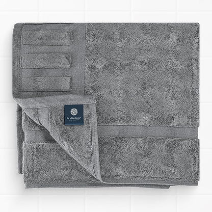 White Classic Luxury Bath Mat Floor Towel Set - Absorbent Cotton Hotel Spa Shower/Bathtub Mats [Not a Bathroom Rug] 22"x34" | 2 Pack | Dark Gray