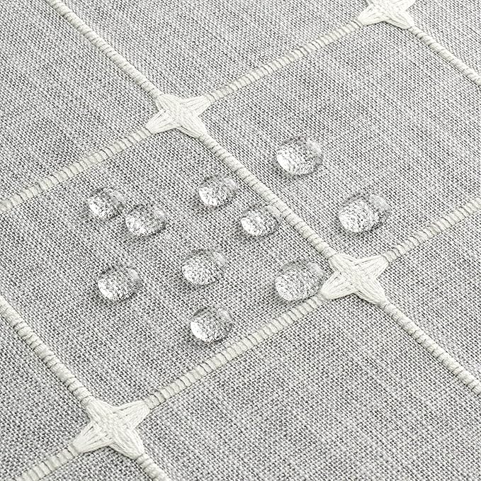 MitoVilla Grey Boho Extra Long Shower Curtain 72 x 84, Light Grey Modern Farmhouse 84 inch XL Polyester Linen Texture Tassel Fabric Shower Curtain Set with Hooks for Cottagecore Country Bathroom Decor