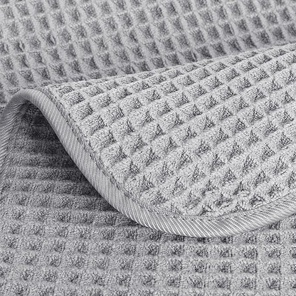 POLYTE 430 GSM Microfiber Lint Free Washcloth Face Towel, 13 x 13 in, 4 Pack (Waffle Weave)