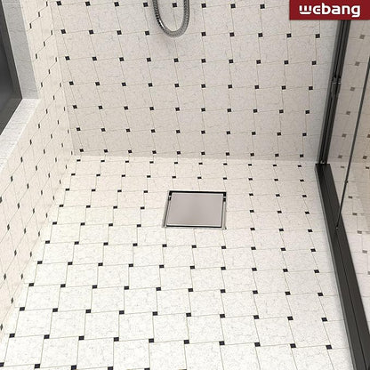 WEBANG 6 Inch Square Shower Drain Nickel Floor Drain with Flange Reversible 2-in-1 Cover Tile Insert Grate Removable SUS304 Stainless Steel CUPC Certified Brushed Nickel