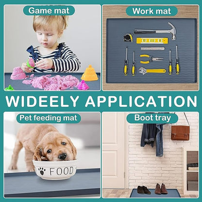 URMONA Waterproof Silicone Under Sink Mat 31'' x 22'' Shelf Liner for Kitchen and Bathroom, Cabinet and Counter Protector, Storage and Organizers, Litter Mat, Pet Cat Puppy Essentials(Light Grey)