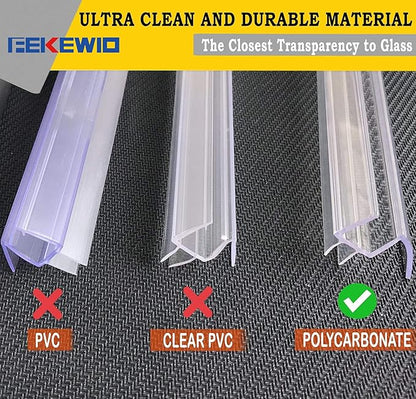 Shower Door Seal Strip Kits Set of 3 Polycarbonate Include 2 PCS 80" Side Seals and 1 PCS 36" Bottom Seal for 1/2"(12mm) Thick Glass