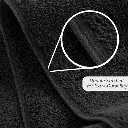 Premium 6 Piece Towel Set, 2 Bath Towel, 2 Hand Towels, 2 Washcloths, 100% Turkish Cotton Soft Absorbent Towels (Black, 6 Piece Towel Set)