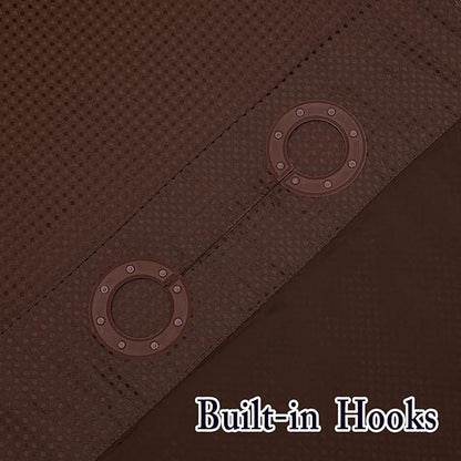 Gibelle No Hook Waffle Weave Shower Curtain with Snap-in Fabric Liner Set for Bathroom, Hotel Style with Mesh Top Window, Waterproof & Washable, Brown, 72x74