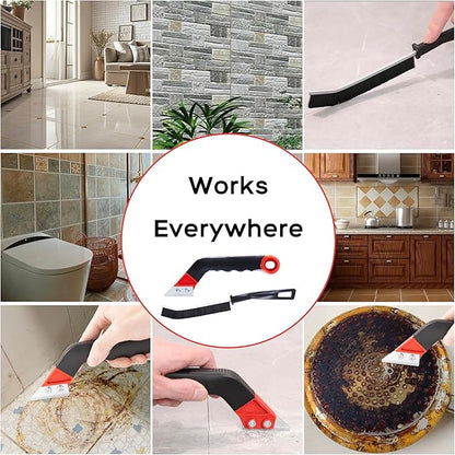 Grout Removal Tool Kit - 10-Piece Gifts for Men, Dad | 2 Scrapers, 6 Blades & 2 Brushes for Tile Grout Scraper & Cleaning, Bathroom, Kitchen, Floor Tiles - Durable & Easy to Use