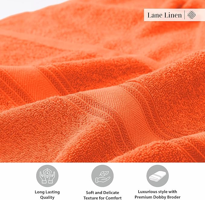 LANE LINEN Extra Large Bath Towels - Zero Twist 100% Cotton Bath Sheets, Large Towels for Bathroom, Quick Dry Bath Sheet Set, Super Soft Shower Towels, Absorbent Bathroom Towels Set of 4- Tiger Lily