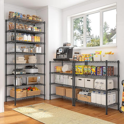8 Tier Wire Shelving Rack Storage Shelves Loads1200LBS,Metal Shelving Adjustable Unit and Metal Shelf Pantry Shelves Industrial Shelving for Commercial Kitchen Office 72H X 13.8D X 23.6W