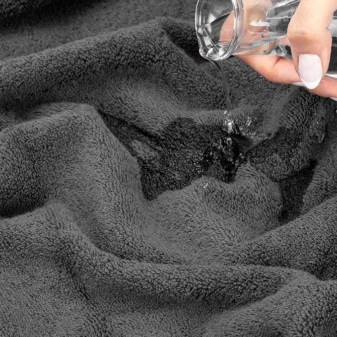 American Soft Linen Salem 100% Cotton Turkish 4 Piece Hand Towels for Bathroom, 600 GSM Soft Absorbent Quickdry Hand Face Towel Set, Dark Gray